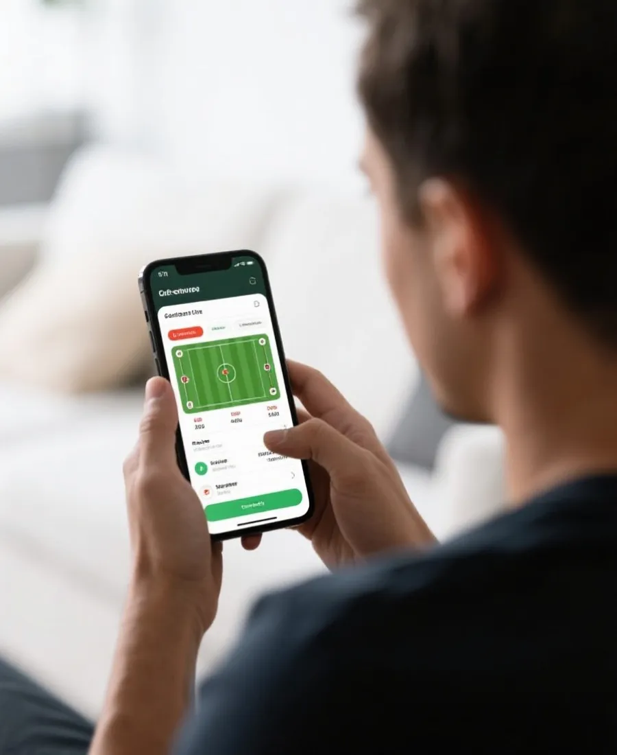 流動裝置查看世界盃賽程與比分示意圖